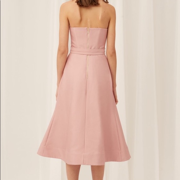 NWT KEEPSAKE The Label Pink Rose Strapless Pleated Tea Length Dress with Bodice - Picture 4 of 14